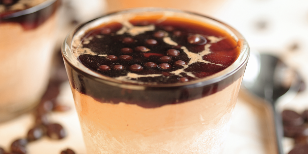 Iced chocolate parfait and cappuccino sauce