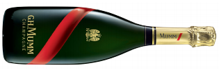 A bottle of mumm grand cordon a French champagne that holds hints of vanilla