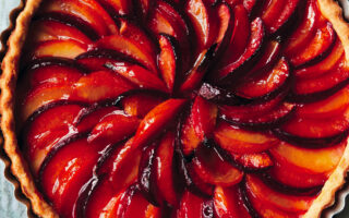 Caramelised plum tart