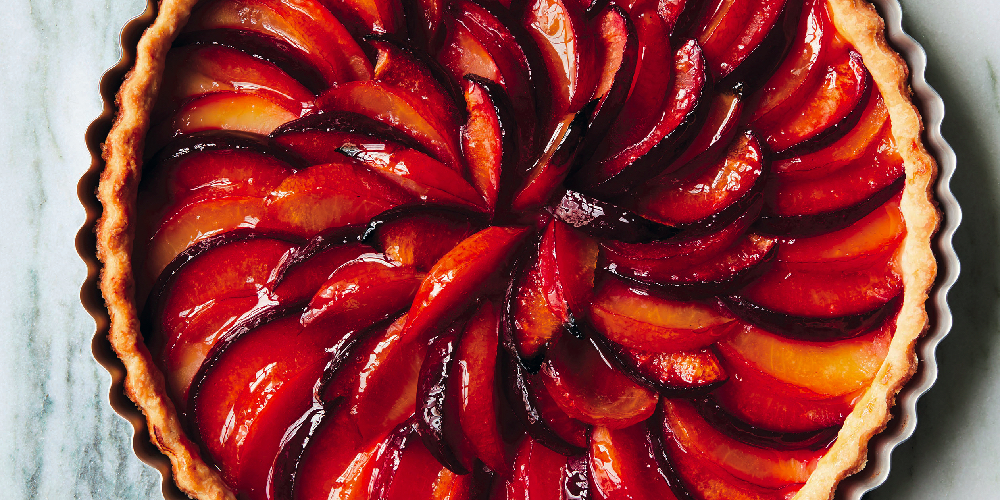 Caramelised plum tart