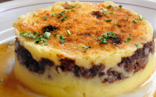 Blood sausage, apple and potato parmentier
