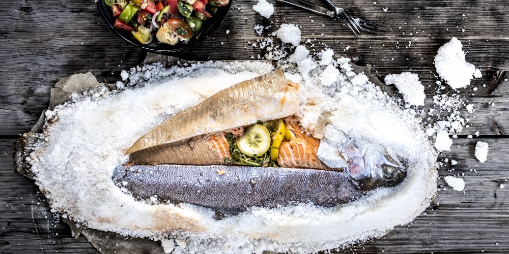 Sea bream in salt crust