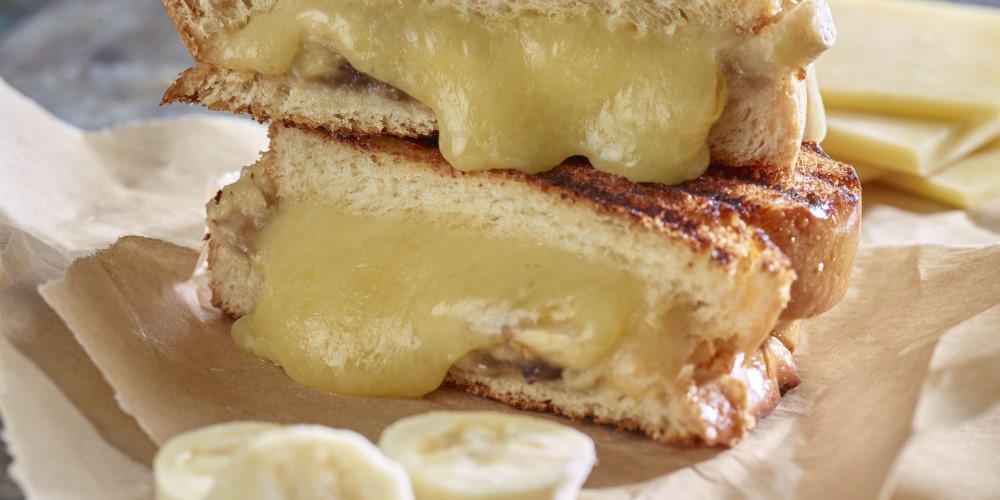 Cheese and banana brioche toasties