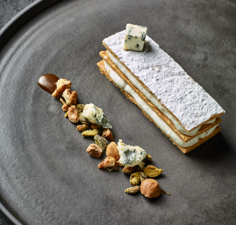 Saint Agur blue cheese mille-feuille