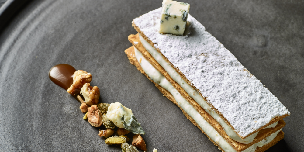 Saint Agur blue cheese mille-feuille