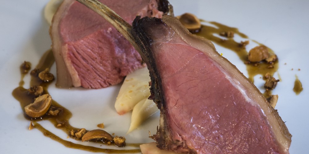 Wild boar with celeriac and hazelnuts