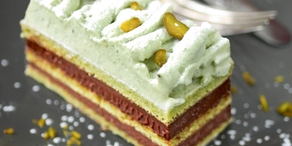 Le Cordon Bleu’s chocolate-pistachio opera cake