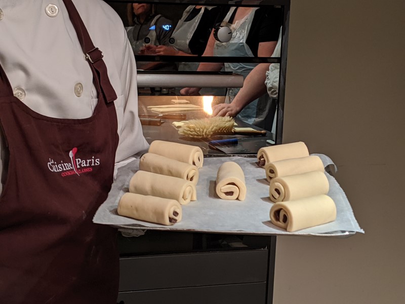 pain au chocolat ready for the oven