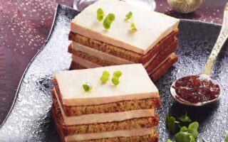 Foie gras and gingerbread ‘opera cake’