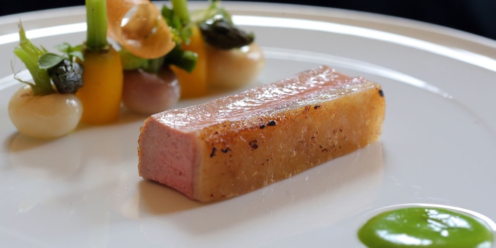 Saddle of Pauillac suckling lamb with seasonal vegetables