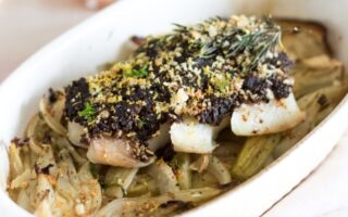 Cod with tapenade crust and Mirabeau rosé braised fennel