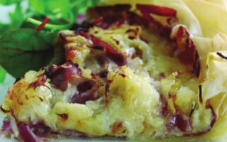 French Emmental & Roscoff onion tart with a beurre blanc sauce