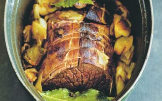 French roast beef on a bed of onions
