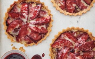 Comté, plum & cherry tartlets