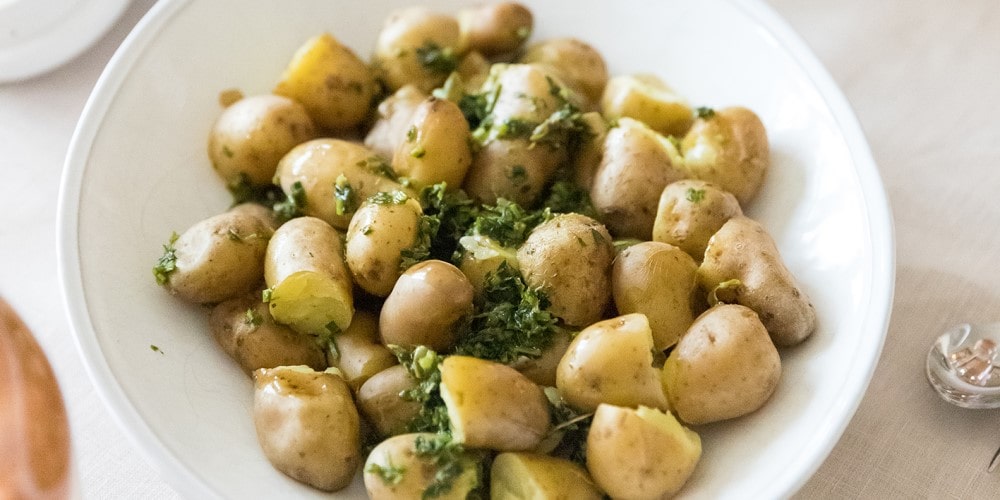 New potatoes with salsa verde butter