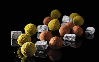 Milk chocolate and matcha green tea truffles