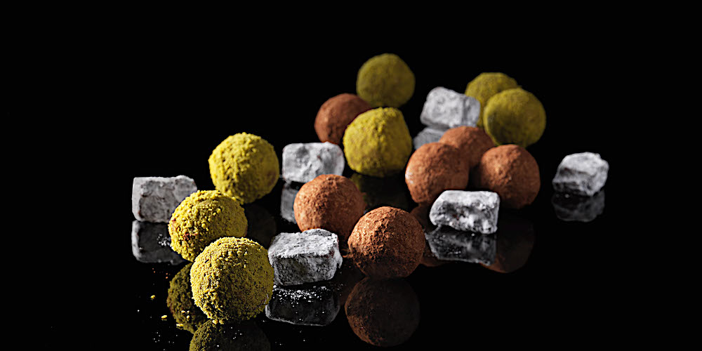 Milk chocolate and matcha green tea truffles