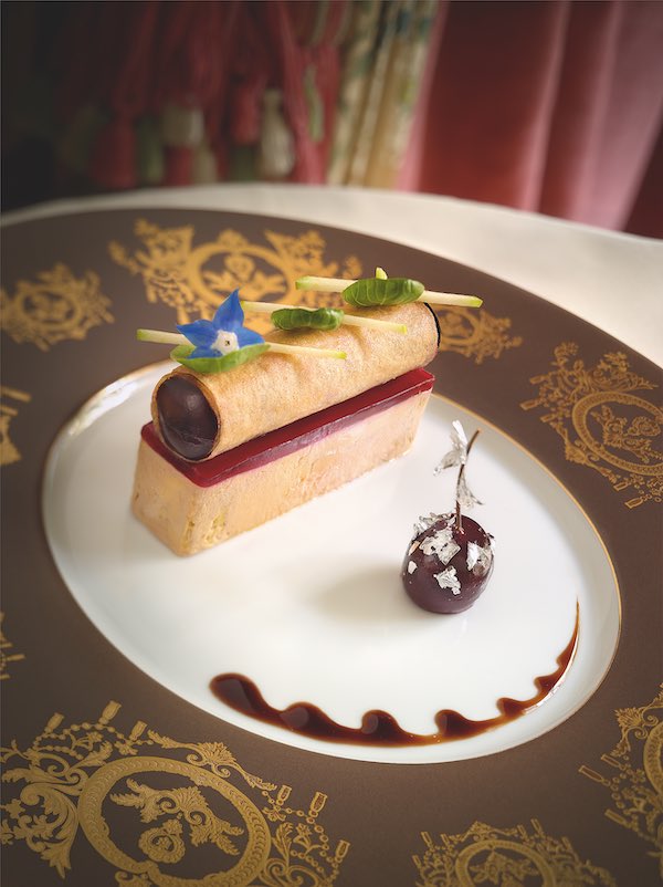 Goose foie gras with cherries and hibiscus