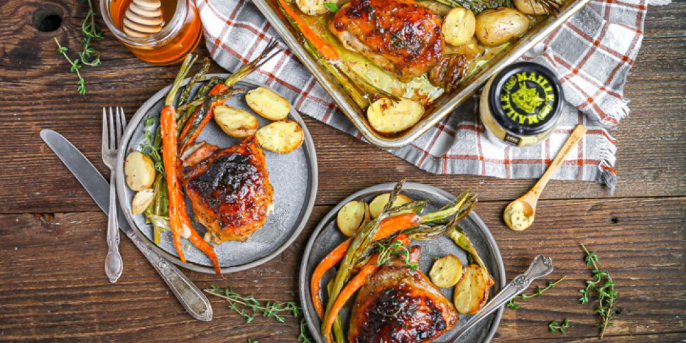 Mustard glazed sheet pan chicken
