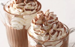 Chantilly cream-topped chocolate drink