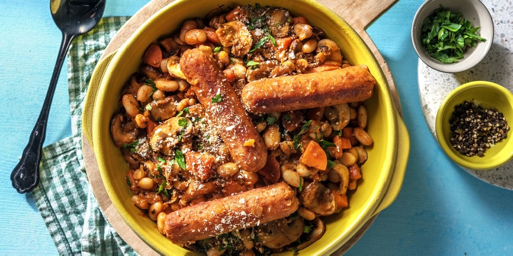 Vegetarian sausage cassoulet