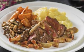 Deconstructed fillet steak bourguignon