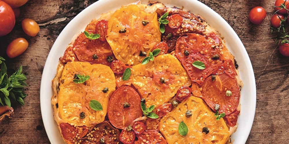 Roasted tomato and shallot tarte tatin
