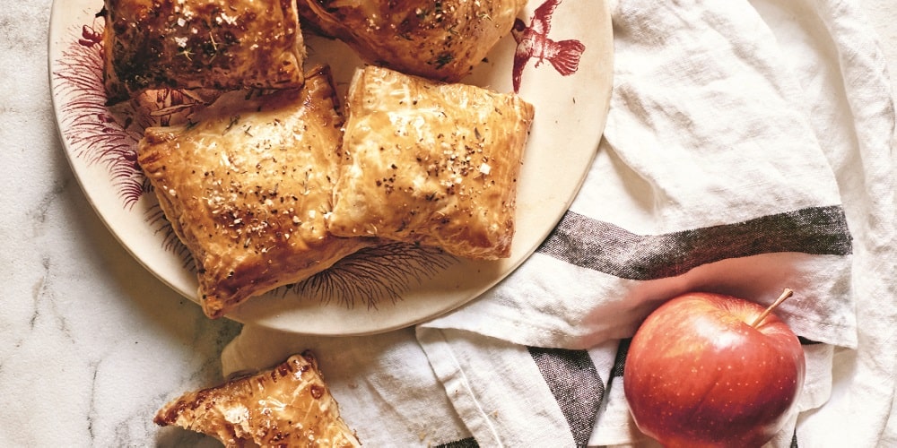 Apple, brie, and caramelized onion turnovers