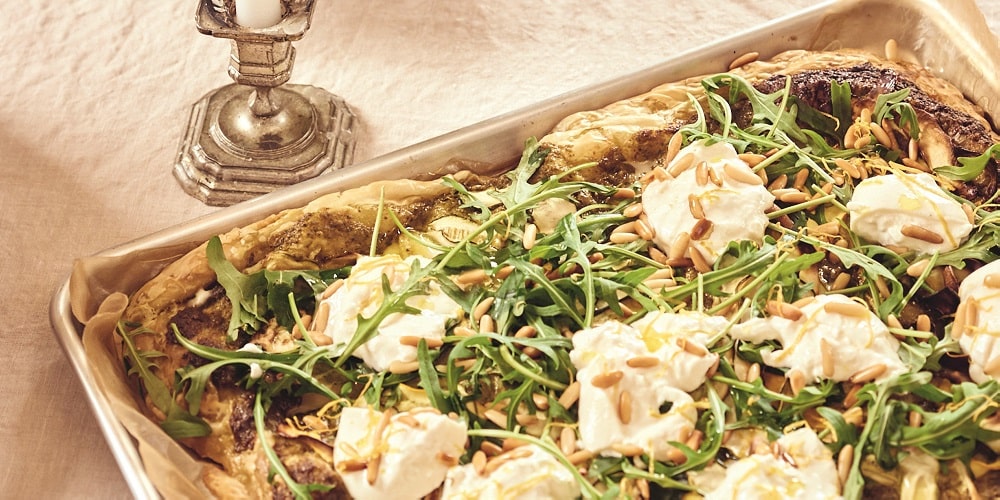 White truffle-flavoured zucchini tart