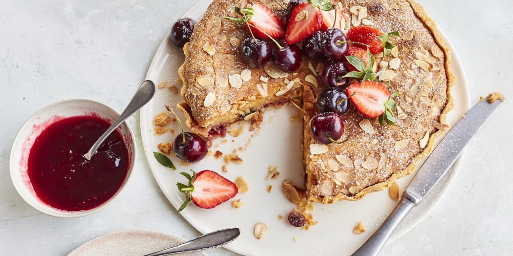 Bonne Maman cherry and raspberry bakewell tart