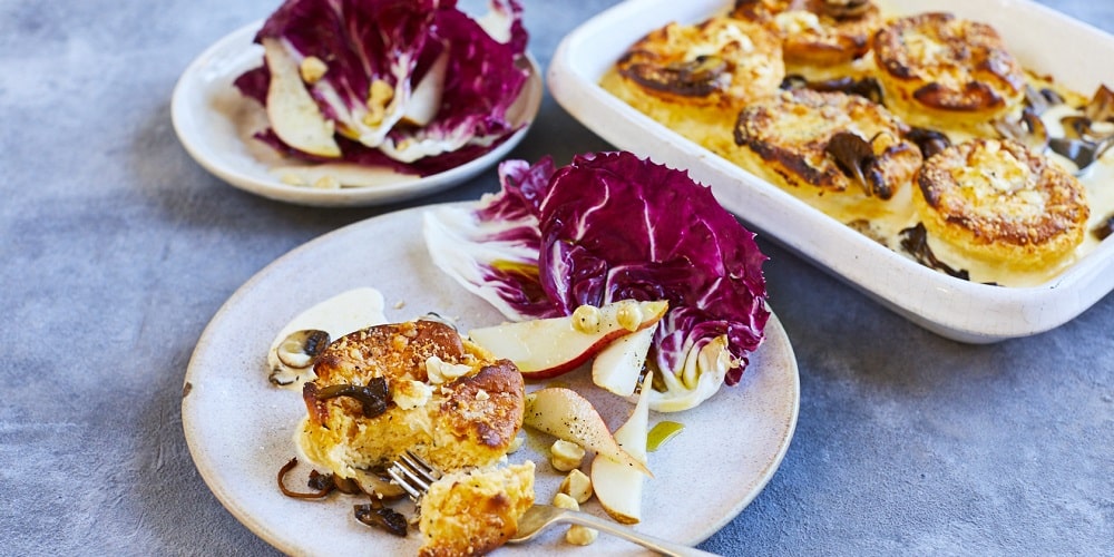 Twice baked cheese & mushroom soufflés