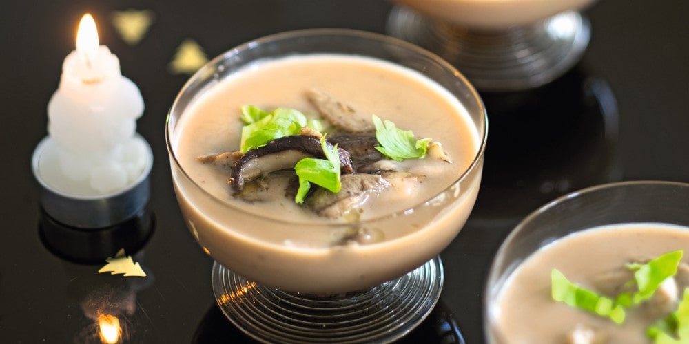 Festive chestnut velouté with porcini