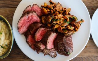 Chateaubriand with wild mushrooms and celeriac puree