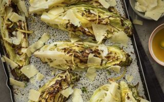 Roasted hispi cabbage with Comté & lemon