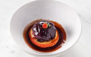 Red cabbage parcels with beer braised apples