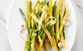 Green bean salad with shallots and hazelnuts