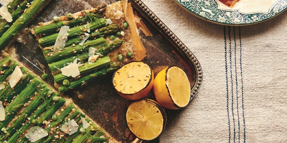 Asparagus and pea tart