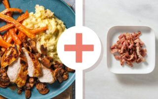 Crispy chicken breast with bacon lardons
