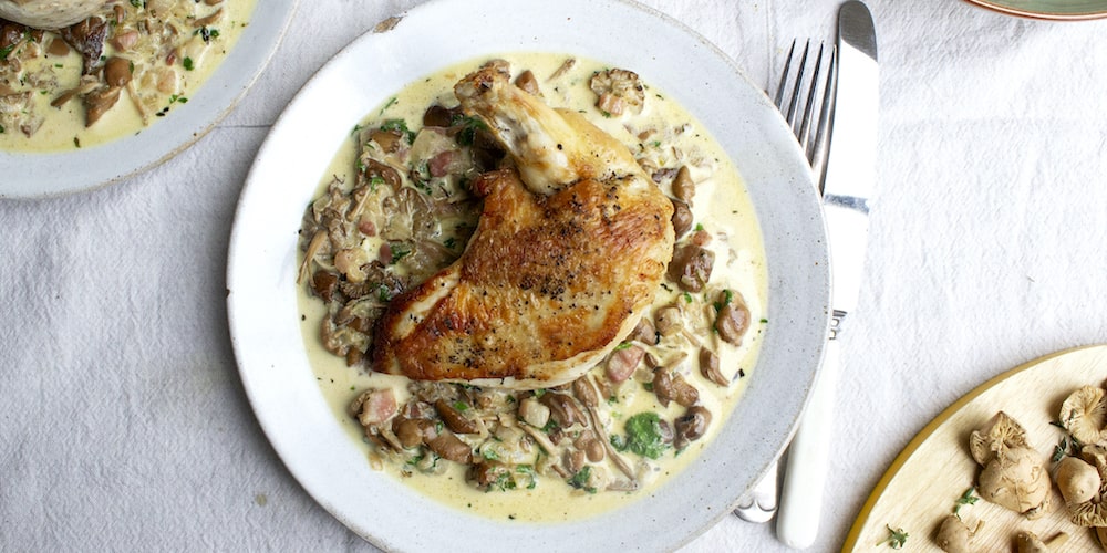 Chicken supremes with wild mushroom sauce