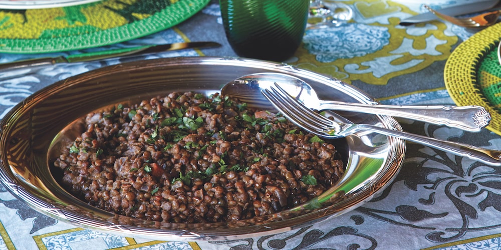 Green puy lentil salad