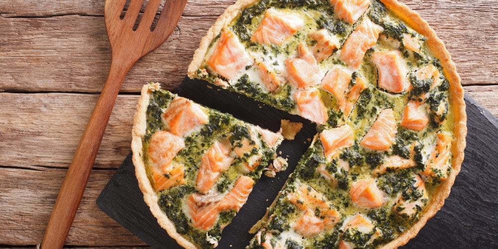 Salmon and spinach quiche
