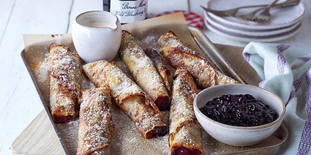 Crispy apple & wild blueberry crepes