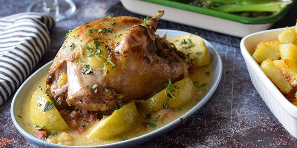 Pheasant with apple and cider