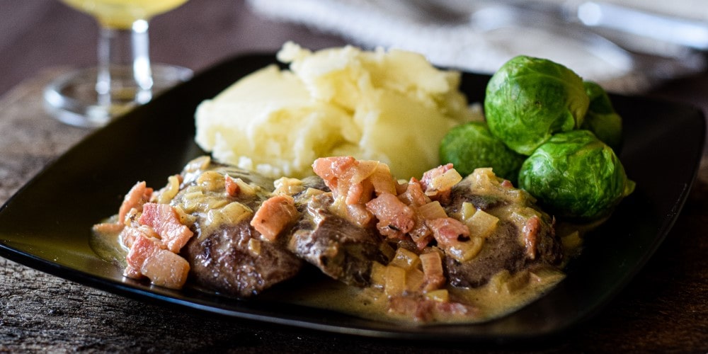 Pan fried pigeon breasts with cider sauce