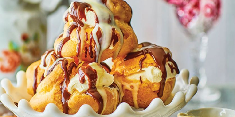 Profiteroles and chocolate sauce