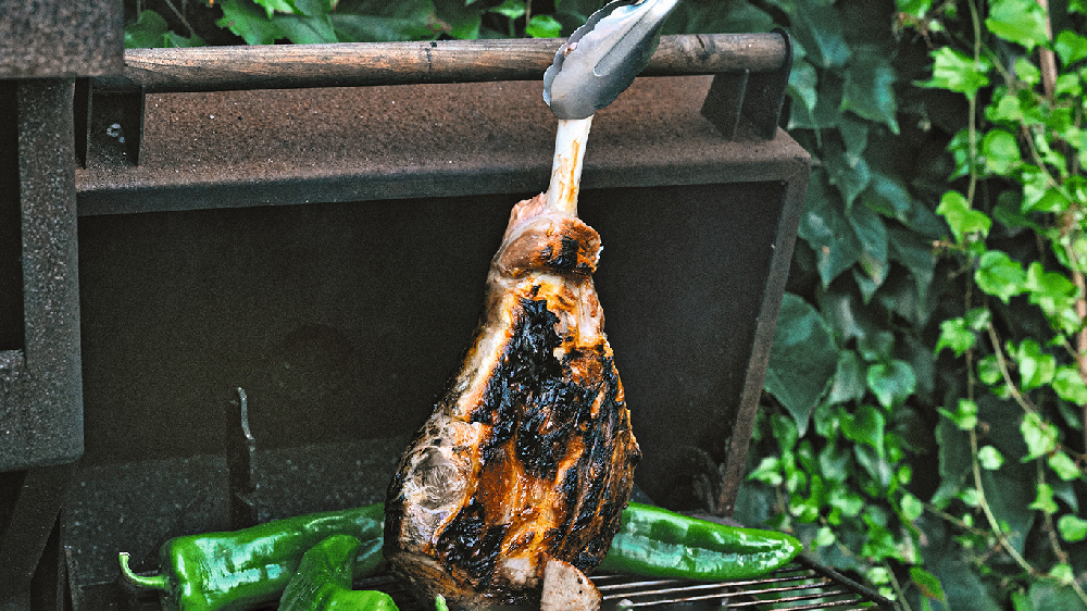 Grilled and Roasted Leg of Lamb, Green Peppers & Golden Zucchini