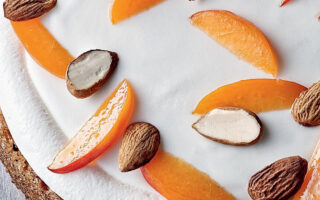 Breton cake with almond blancmange and apricots