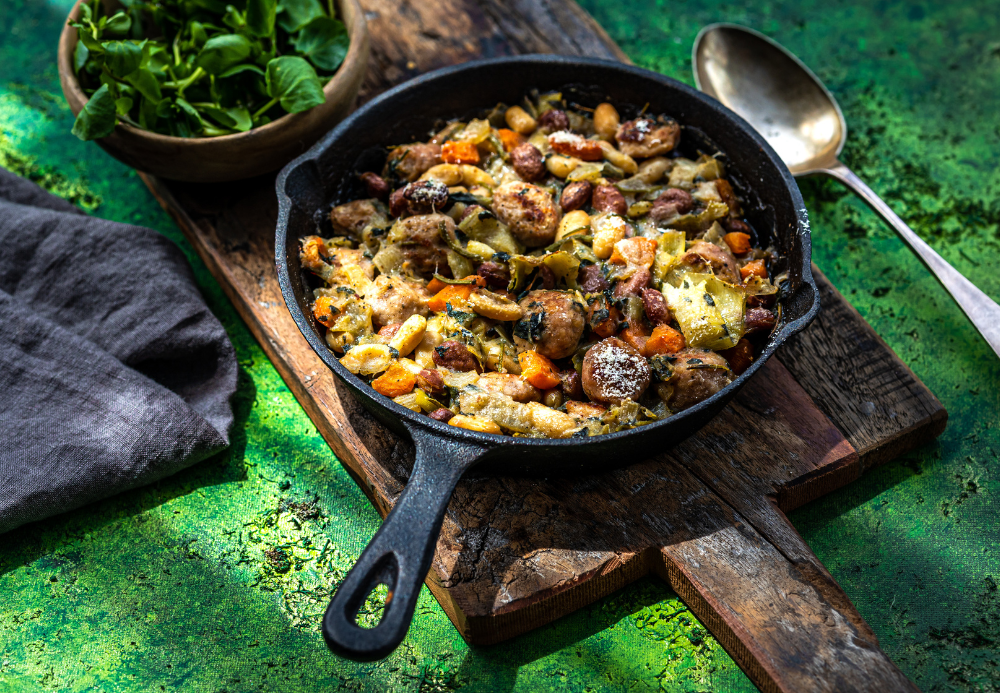 Simple and healthy sausage cassoulet