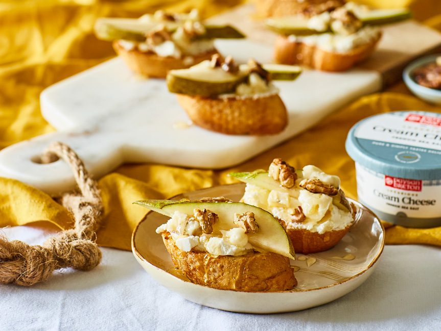 Gorgonzola, Pear and French Sea Salt Pasyan Breton on Toasted Baguette