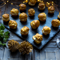 Savoury Choux Bun Canapés with Watercress & Cream Cheese Filling